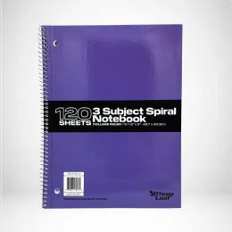 24 Wholesale 120 Ct. 10.5 X 8 Spiral Notebook 3 Sub, Collage Ruled