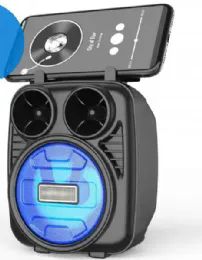 12 Units of Led Light Portable Phone Holder Stand Bluetooth Wireless Speaker In Blue - Speakers and Microphones