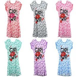 24 Pieces Girl Power Design Night Gown Size M - Women's Pajamas and Sleepwear