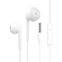 12 Wholesale Nose Isloation High Sound Stereo Sound Earphones With Microphone 3.5mm Aux Auxiliary Cable White