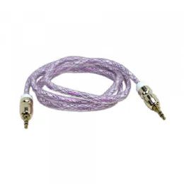 12 Wholesale Auxiliary Music Cable 3.5mm To 3.5mm Heavy Duty Braided Wire In Purple