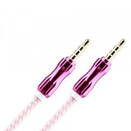 12 Pieces Auxiliary Music Cable 3.5mm To 3.5mm Wire Cable With Metallic Head In Hot Pink - Cables and Wires