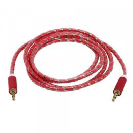 12 Pieces Auxiliary Music Cable 3.5mm To 3.5mm Glossy Braided Wire Cable In Red - Wires and Cables