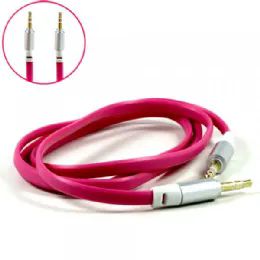 12 Units of Auxiliary Music Cable 3.5mm To 3.5mm Flat Wire Cable In Hot Pink - Cables and Wires