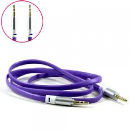 12 Wholesale Auxiliary Music Cable 3.5mm To 3.5mm Flat Wire Cable In Purple