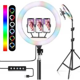 6 Pieces Ring Light 14 Inch Rgb Ringlight With Desk Tripod Stand And 3 Cell Phone Holder - Cell Phone Accessories