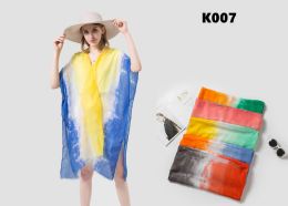 24 Wholesale Kimono Wrap Is Acrylic Color Blue/yellow