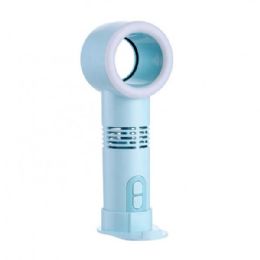 6 Bulk Bladeless Safety Usb Rechargeable Handheld 3 Speed Strong Wind Electric Cooling Fan With Cell Phone Holder And Led Light
