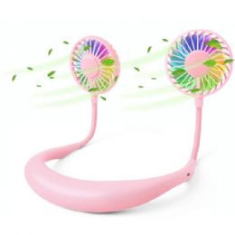 12 Pieces Hand Free Mini Usb Fan Rechargeable Portable Headphone Design Wearable Neckband Fan, 3 Level Air Flow, 7 Led Lights, 360 Degree Free Rotation - Electric Fans