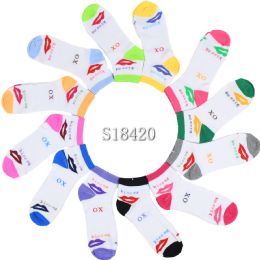 108 Wholesale Women's Ankle Sock Xoxo Kiss Pattern