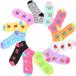 108 Pairs Women's Ankle Sock Assorted Printed 9-11 - Womens Ankle Sock