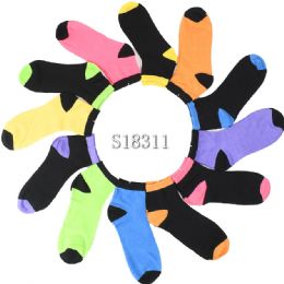 108 Wholesale Women's Ankle Color Design Sock Size 9-11