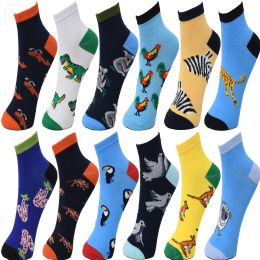 108 Units of Mens Ankle Animal Print Size 9/11 - Mens Ankle Sock