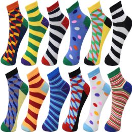 108 Units of Mens Ankle Different Design Size Size 9/11 - Mens Ankle Sock