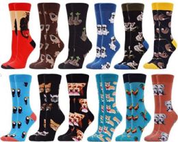 108 Units of Mens Crew Socks Assorted Animal Design - Mens Crew Socks