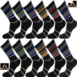 108 Wholesale Men's Crew Socks Assorted Stripe