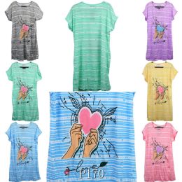 24 Pieces Love Heart Design Night Gown Size M - Women's Pajamas and Sleepwear