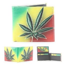 24 of Vegan Leather Wallet [bifold] Red/yellow/green Marijuana Leaf