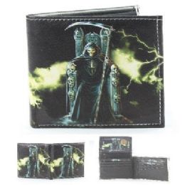 24 Bulk Vegan Leather Wallet [bifold] Grim Reaper