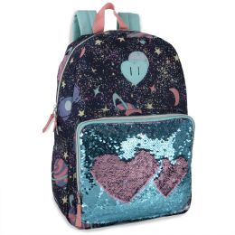 24 Wholesale 18 Inch Heart Sequin Backpack