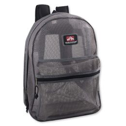 24 Wholesale Grey 17 Inch Mesh Backpack