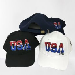 96 Units of Usa Letter Baseball Cap - Caps & Headwear