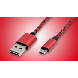 12 Wholesale Micro 2a Usb V8v9 Heavy Duty Braided Cable 3 Foot In Red