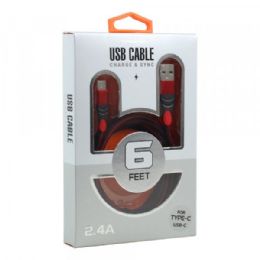 12 Wholesale Micro V8v9 2.4a Braided Cloth Strong Durable Charge And Sync Usb Cable 6 Foot In Red