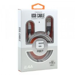 12 Units of Micro V8v9 2.4a Braided Cloth Strong Durable Charge And Sync Usb Cable 6 Foot In Silver - Chargers & Adapters