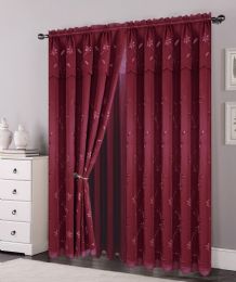 12 Pieces Curtain Panel Color Burgundy - Window Curtains