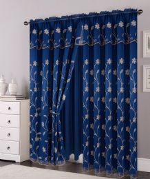 12 Pieces Curtain Panel Color Navy - Window Curtains