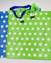 72 Wholesale Reusable Whit Dot Woven Tote Bags