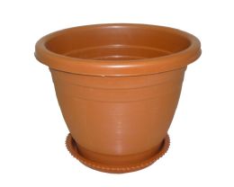 10 Pieces Plastic Planter Pots With Saucer - Garden Planters and Pots