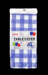 144 Bulk Table Cover 54*108 - Checkered Blue