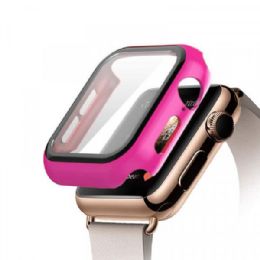 12 Wholesale Apple Watch Series 6 Se 5 4 Hard Full Body Case With Tempered Glass 40mm Hot Pink
