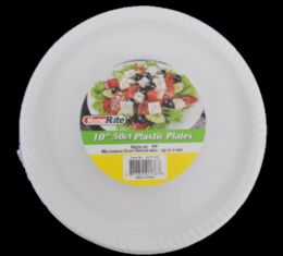 12 Packs 50pc 10" White Plastic Plates - Plastic Dinnerware