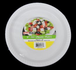 12 Packs 50pc 9" White Plastic Plates - Plastic Dinnerware