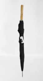 72 Wholesale 40" Black Wooden Handle Umbrella