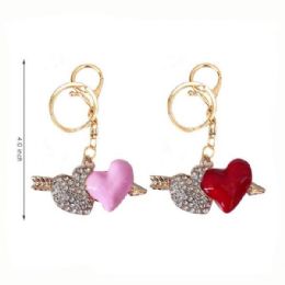 24 Pieces Heart Rhinestones Keychain - Valentines
