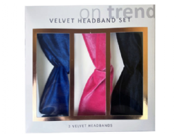 18 Pieces On Trend 3 Piece Velvet Headband Set - Headbands