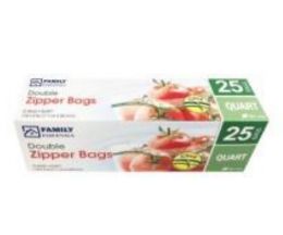 24 Wholesale 25ct Double Zipper Bags Quart