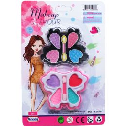 96 Units of 6 Inch Butterfly Shape Make Up Beauty Set On Blister Card - Girls Toys