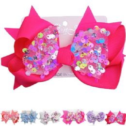 24 Wholesale Hair Bow With Sequins