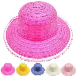 36 Units of Assorted Girls Summer Straw Hat - Sun Hats