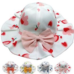 24 Wholesale Summer Sun Hat Floral Design With Bow