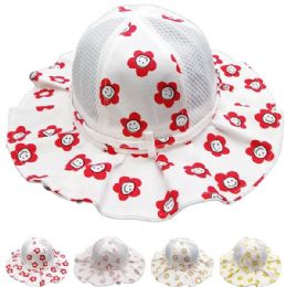 24 Wholesale Smiley Floral Design Summer Sun Hat