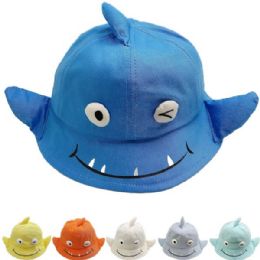24 Wholesale Kid's Summer Sun Hat With Shark Design