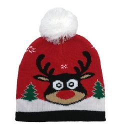 24 Wholesale Children's Christmas Rudolph Beanie