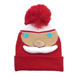 24 Pieces Children's Christmas Two Button Eyes Santa Red Beanie - Winter Hats