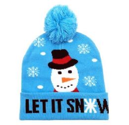 24 Wholesale Christmas Let It Snow Snowman Beanie